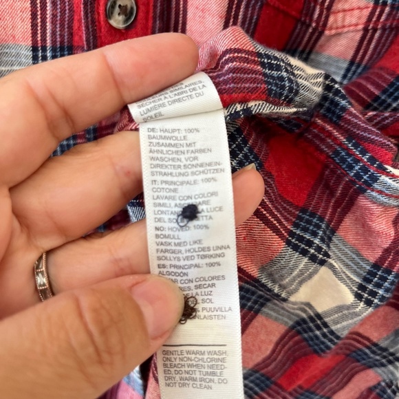 Fat Face Sz L Red Blue Plaid Long Sleeve Pockets Cotton Shirt Top Button Down - Picture 7 of 7